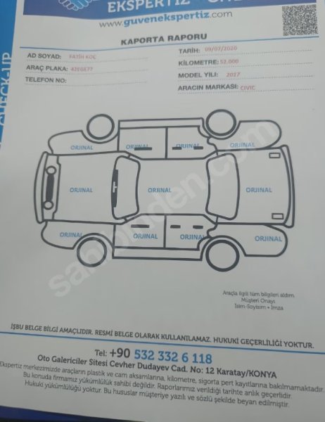 Özel plaka Hatasız boyasız ARAYANLARA
